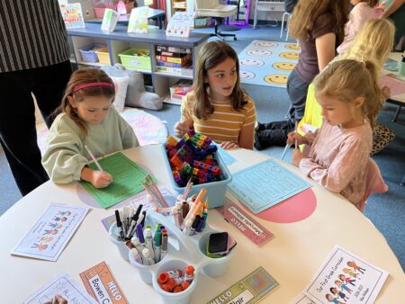 Buddies get to know each other at the beginning of the school year.